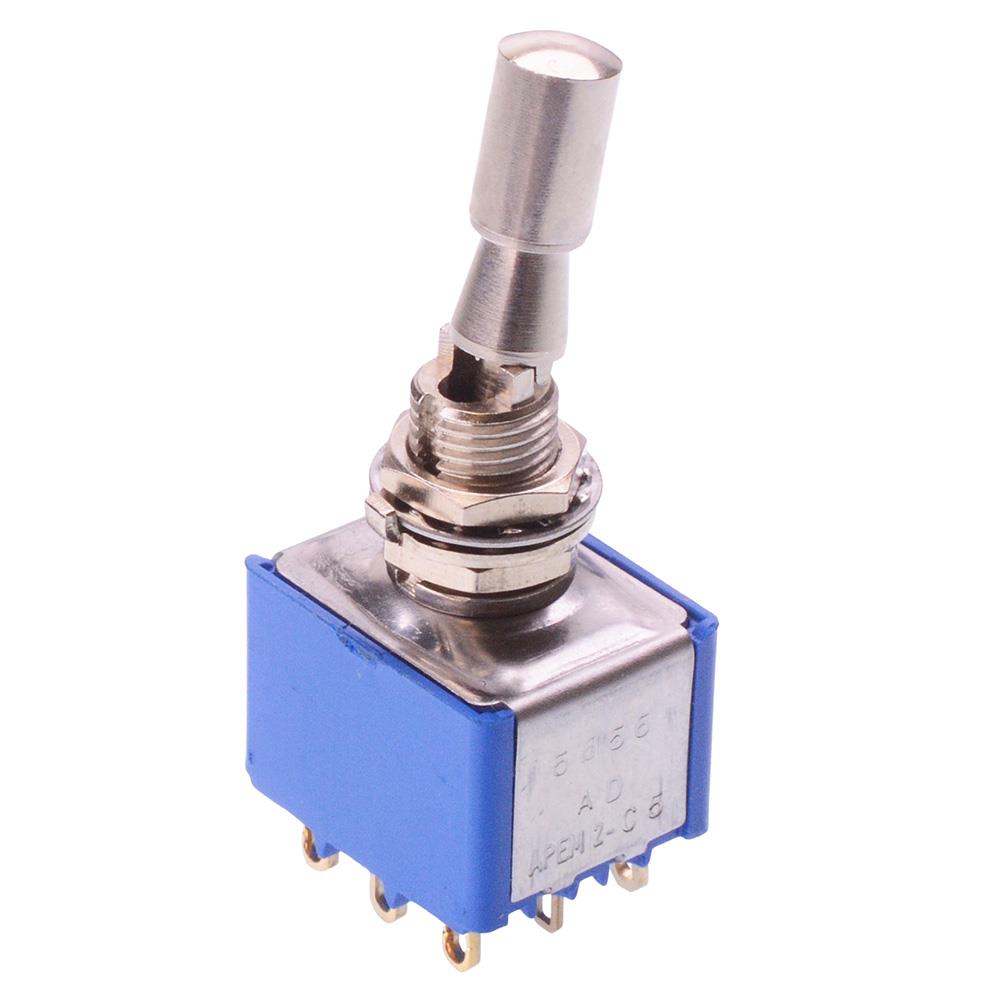 5656AD-2V APEM On-On Locking 6.35mm Miniature Toggle Switch 3PDT 4A 30VDC