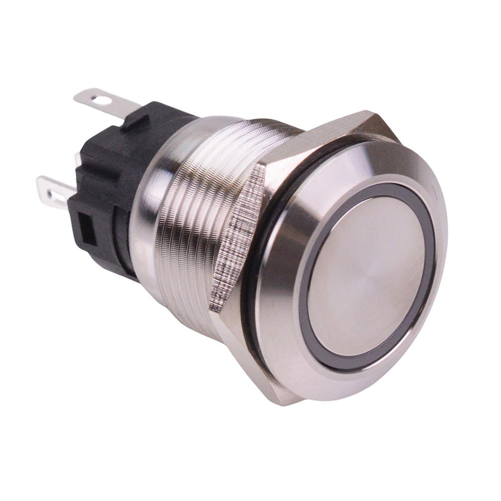 Blue 19mm Latching Anti Vandal Push Button Switch SPDT 12V NO/NC
