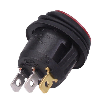 Red Waterproof 230V illuminated 20mm Round Rocker Switch SPST 10A R13-112B8W-02