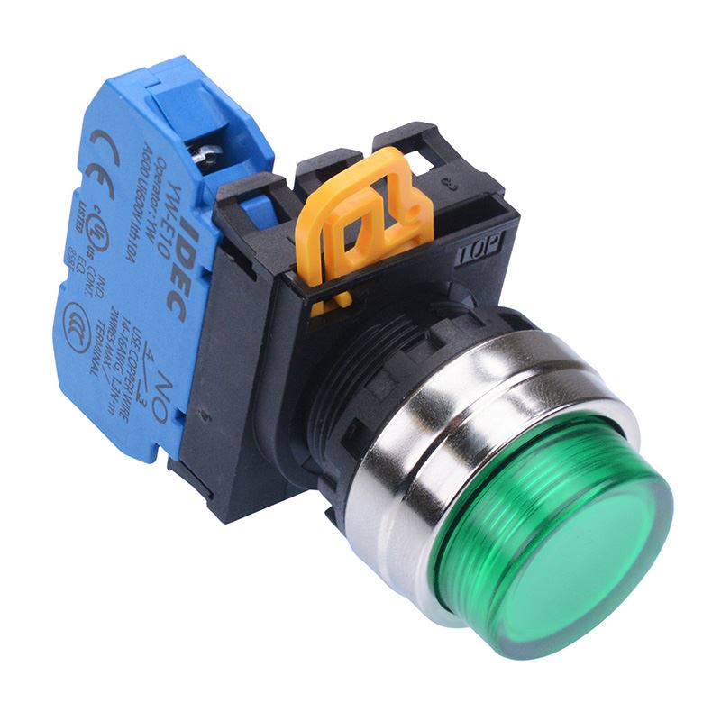 YW4L-A2E10Q0G Green 22mm Metal Bezel Maintained Push Button Switch NO IP65 IDEC