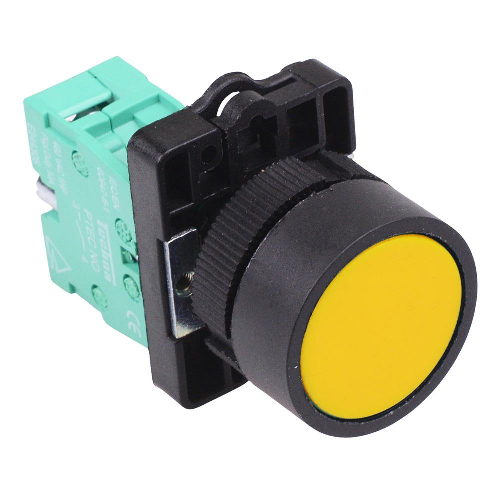 Techna PtecPNYellow Yellow Flush Push Button Switch 10A 1NO