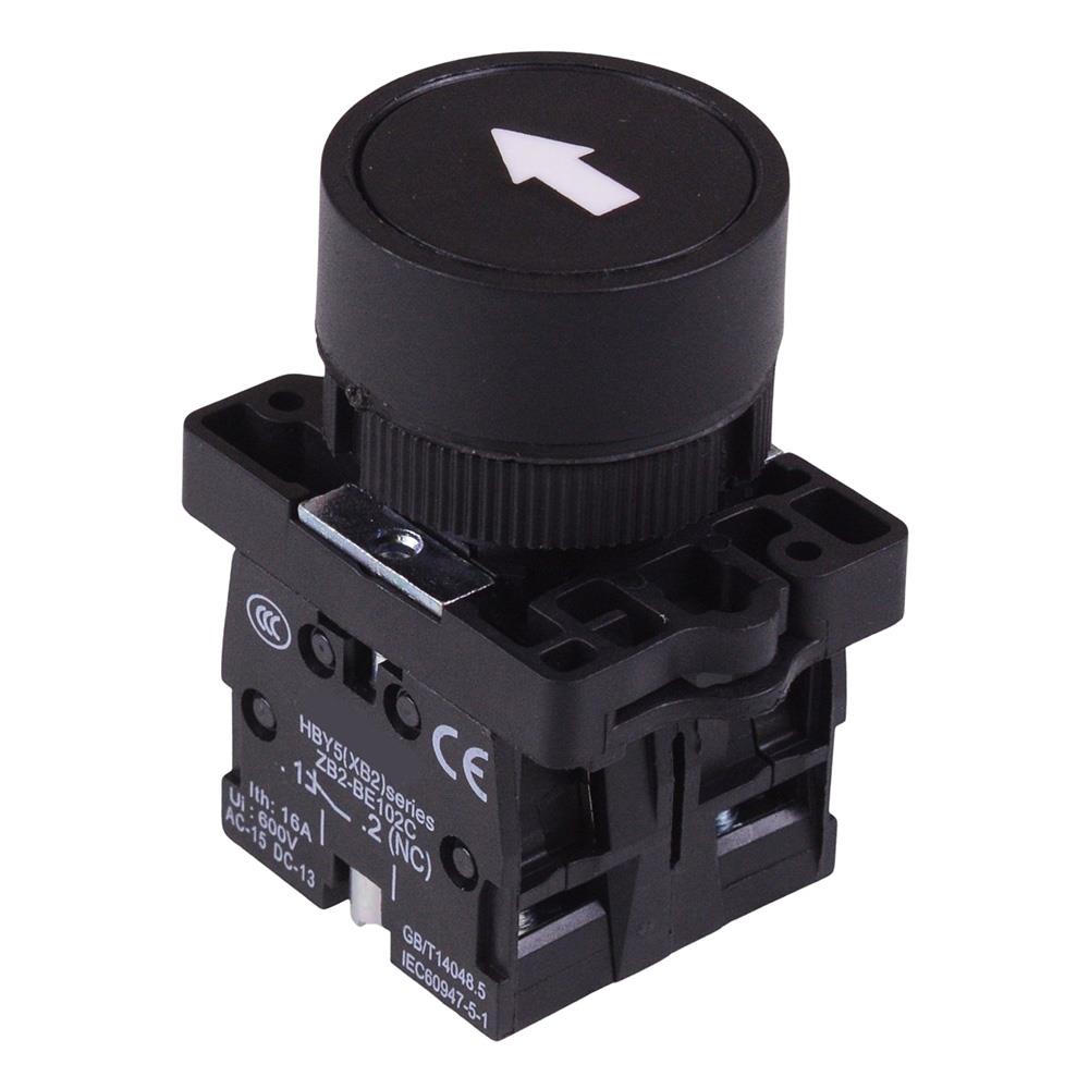 Black Momentary 22mm Push Button Switch White Arrow NO/NC
