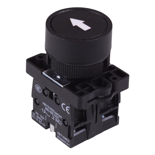 Black Momentary 22mm Push Button Switch White Arrow NO/NC