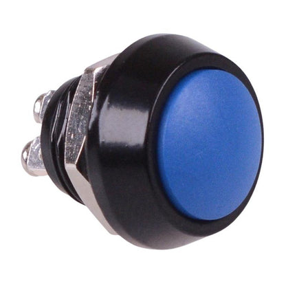 Blue Round Off-(On) Momentary 12mm Metal Push Button Switch Screw IP65 SPST