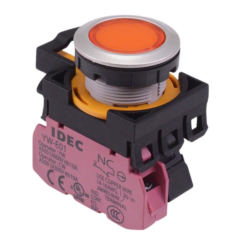 CW4L-A1E01Q3A Amber 12V illuminated Maintained Push Button Switch 1NC IP65 IDEC
