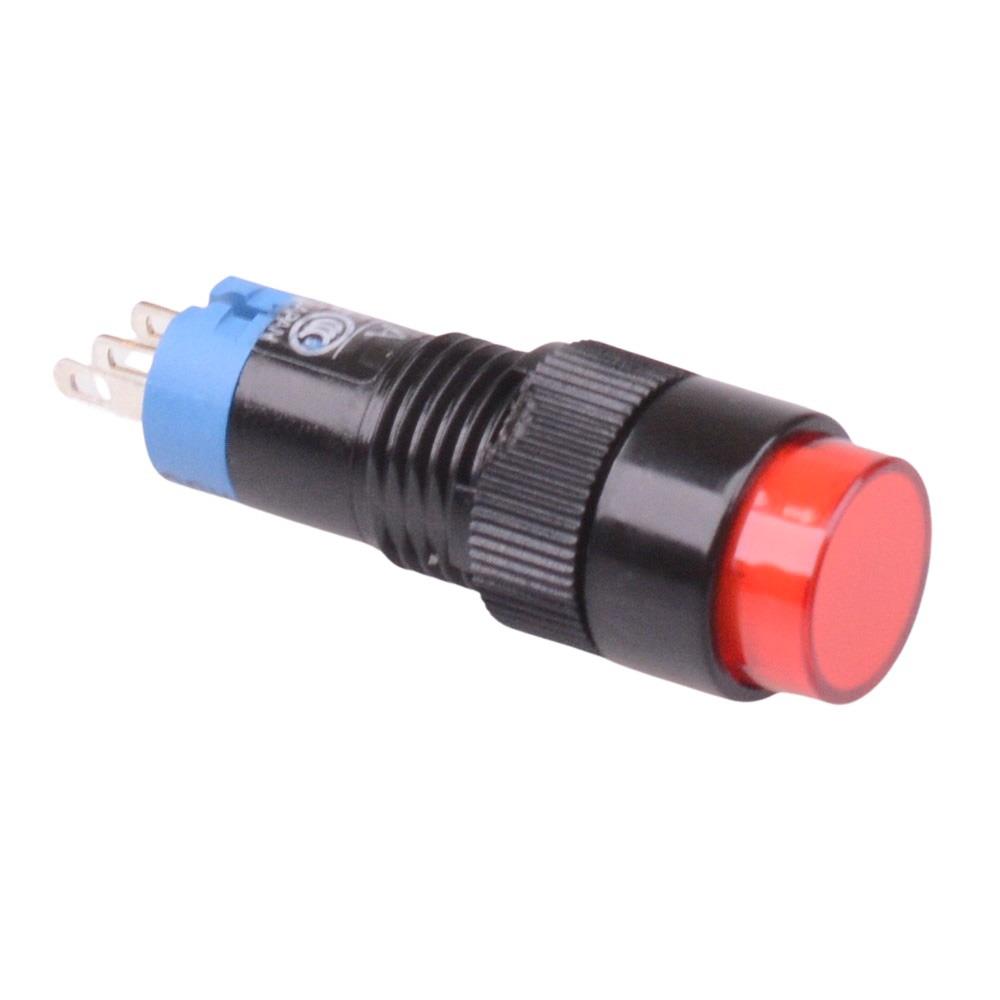 AB1M-A1LR Red 10mm Latching Round Push Button Switch IP40 SPDT