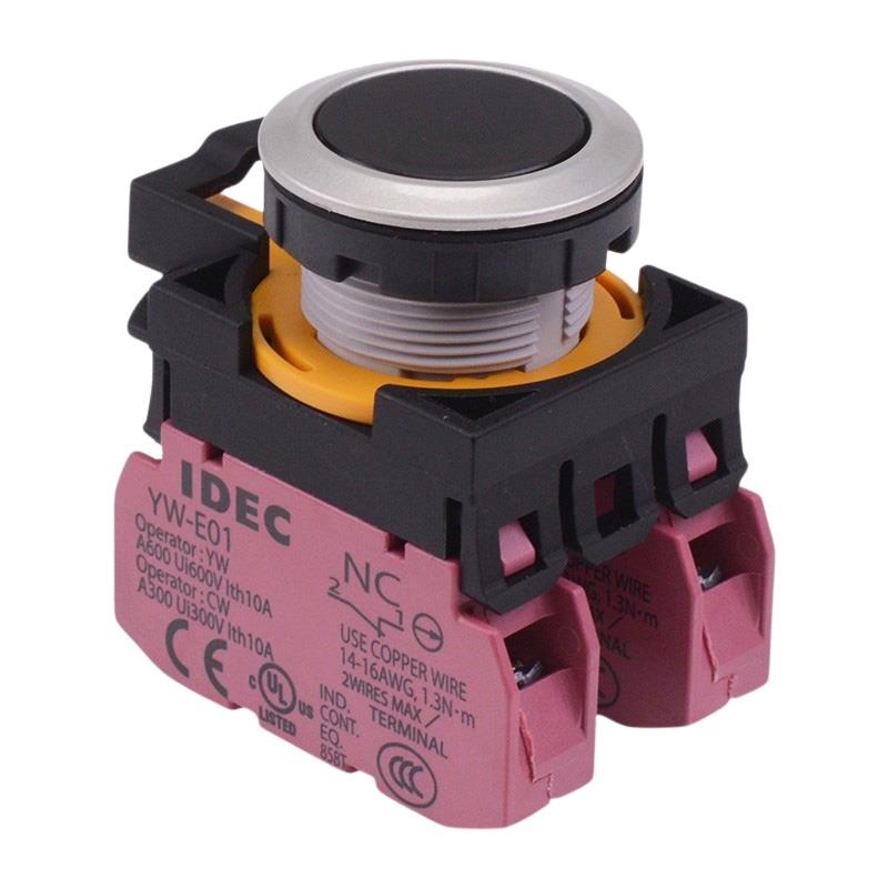 CW4B-A1E02B  Black Metallic Maintained Push Button Switch 2NC IP65 IDEC