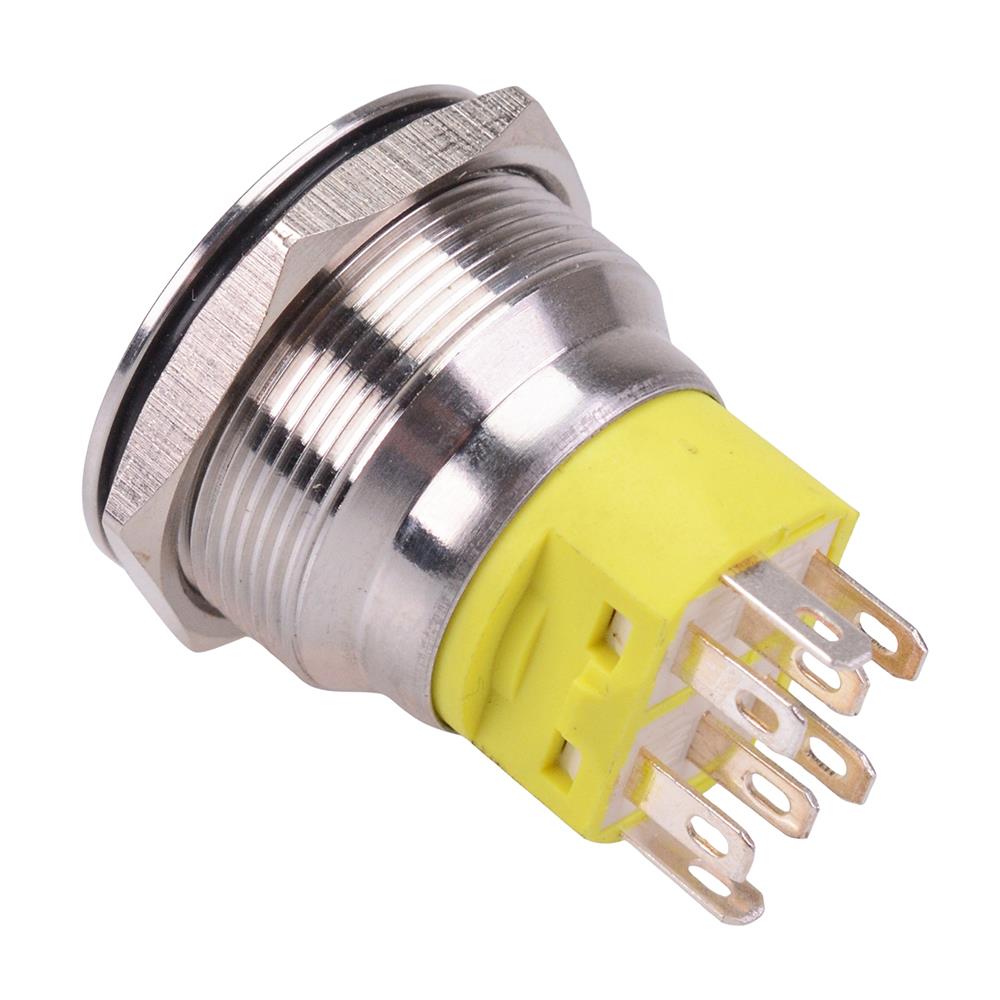 Red LED On-On Latching 25mm Vandal Push Button Switch DPDT