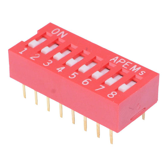 DSR-08 APEM 8 Way Recessed Actuator DIP Switch SPST