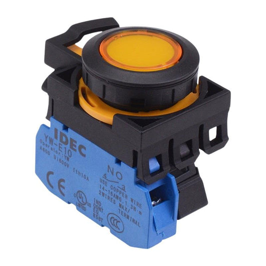 CW1L-A1E10Q4Y Yellow 24V illuminated Maintained Push Button Switch 1NO IP65 IDEC
