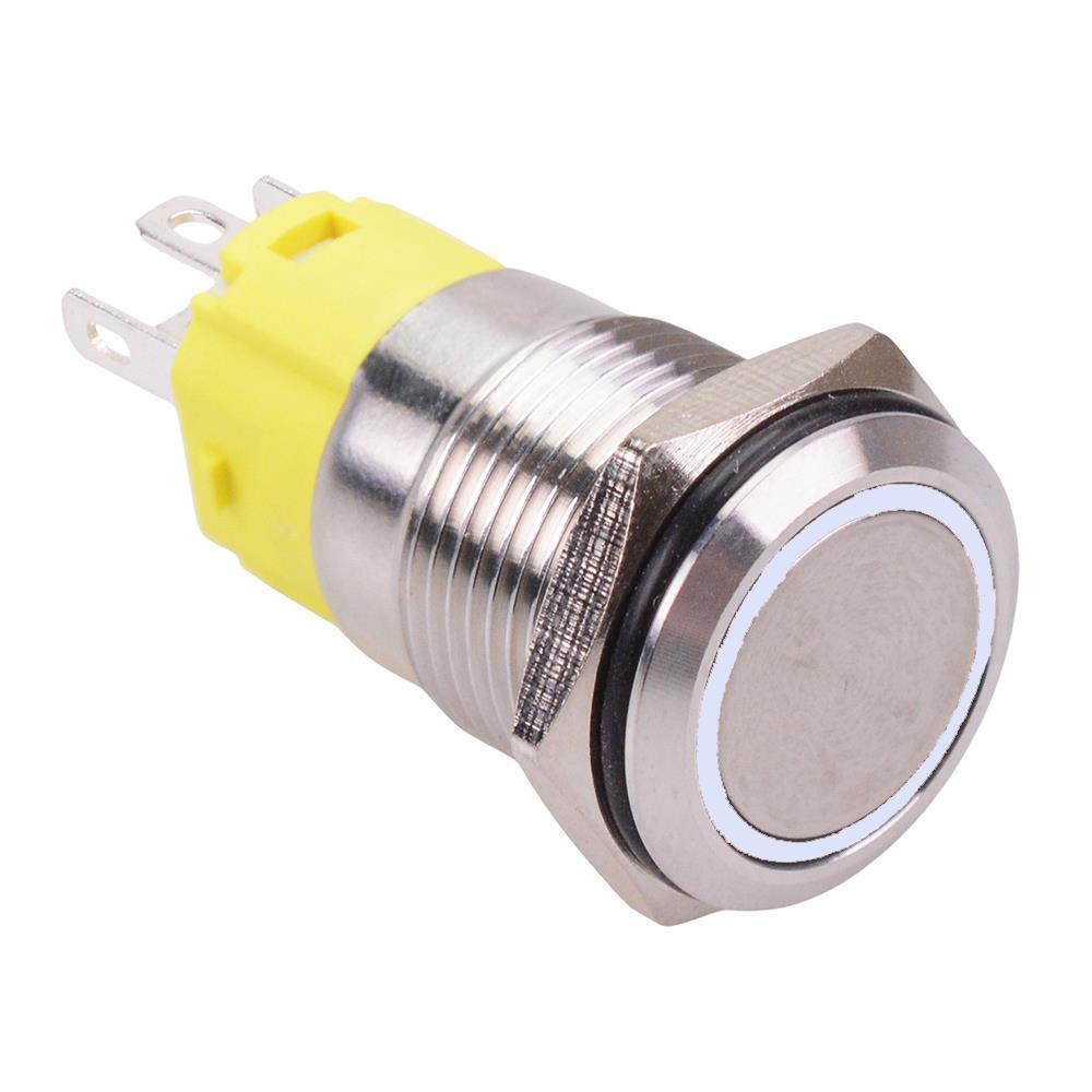 White LED On-(On) Momentary 16mm Vandal Resistant Push Button Switch SPDT