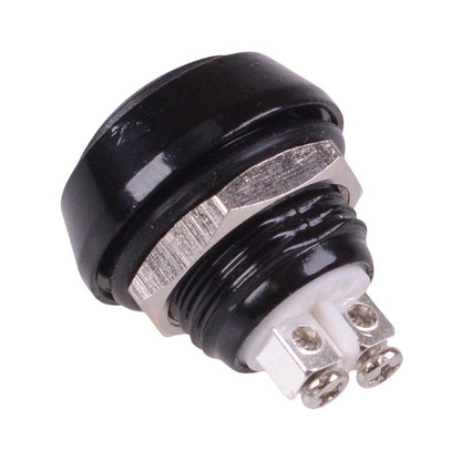 Black Round Off-(On) Momentary 12mm Metal Push Button Switch Screw IP65 SPST