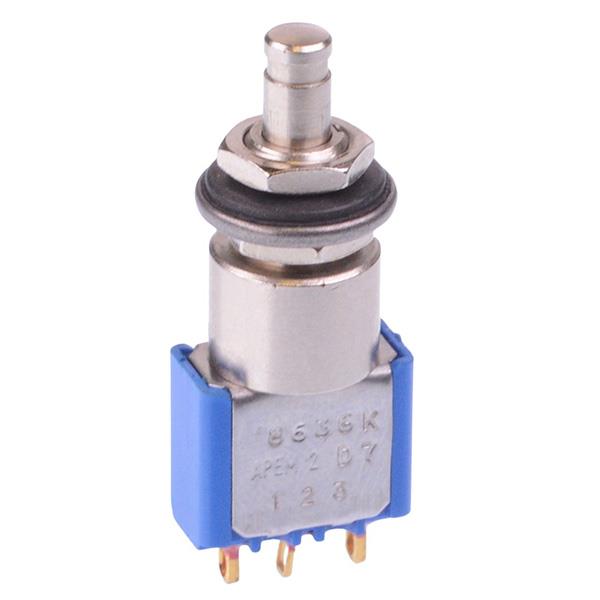 8636CDBK APEM On-On 6.35mm Sealed Push Button Switch SPDT