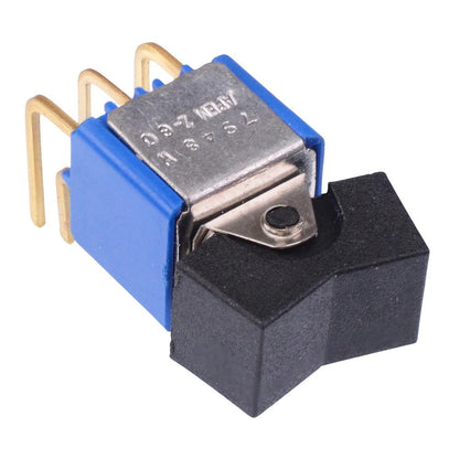 7948WCD Black On-Off-(On) Momentary Right Angle PCB Rocker Switch DPDT 0.4A 20V