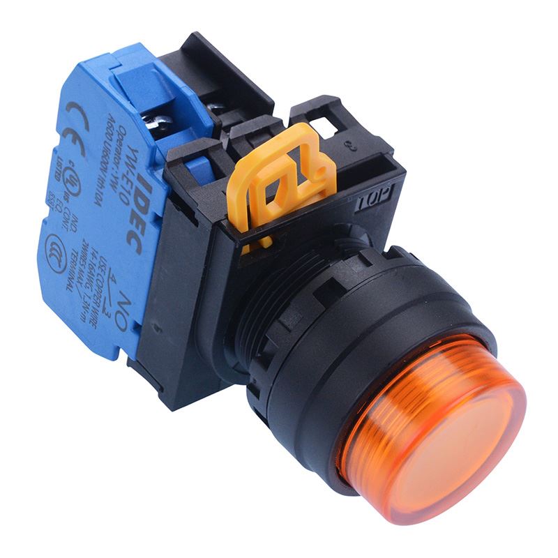 YW1L-M2E10Q4A Amber 24V illuminated 22mm Momentary Push Button Switch NO IP65 IDEC