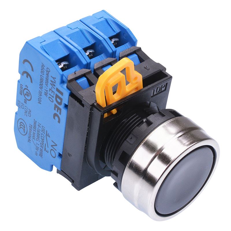 YW4B-M1E30B Black 22mm Metal Bezel Momentary Push Button Switch 3NO IP65 IDEC