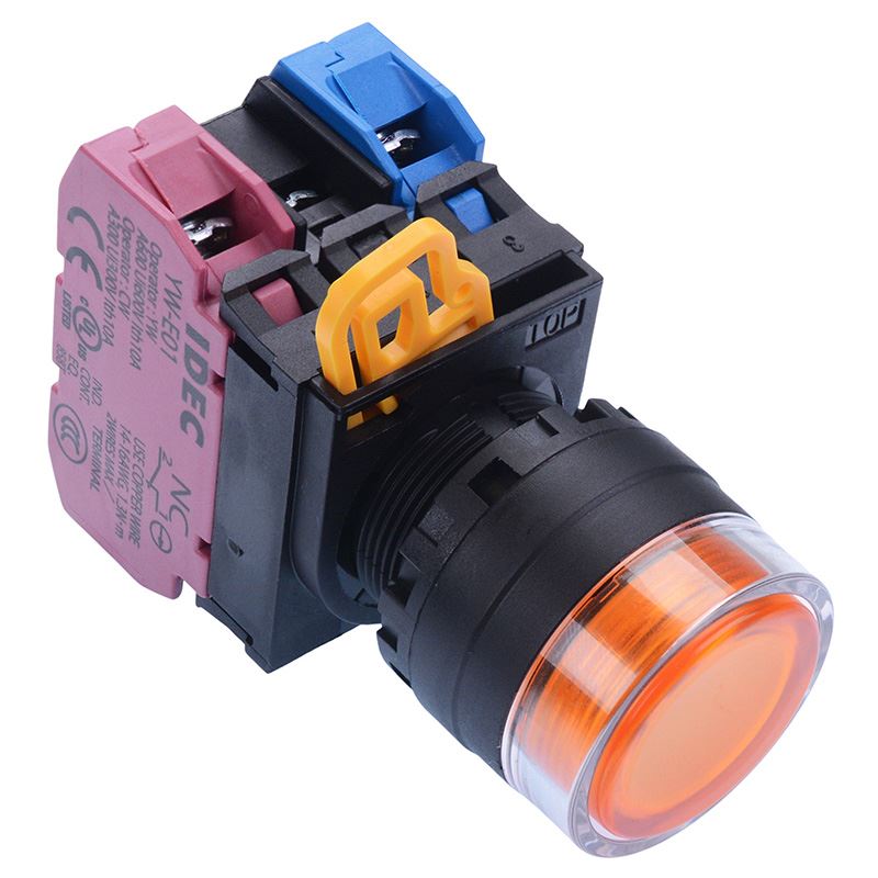 YW1L-AF2E11Q4A Amber 24V illuminated 22mm Maintained Shrouded Push Button Switch 1NO-1NC IP65 IDEC