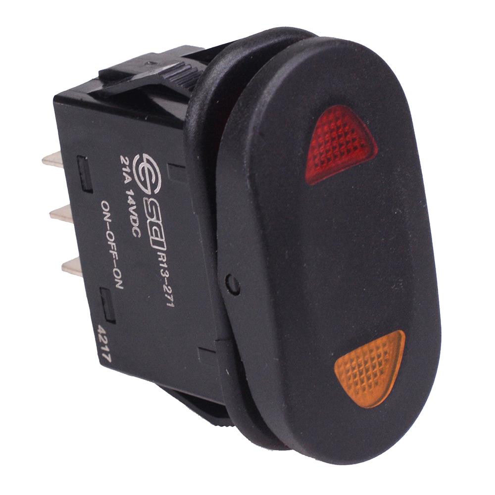 Red / Yellow 12V LED On-Off-On Rectangle Rocker Switch SPDT 21A R13-271D3-01