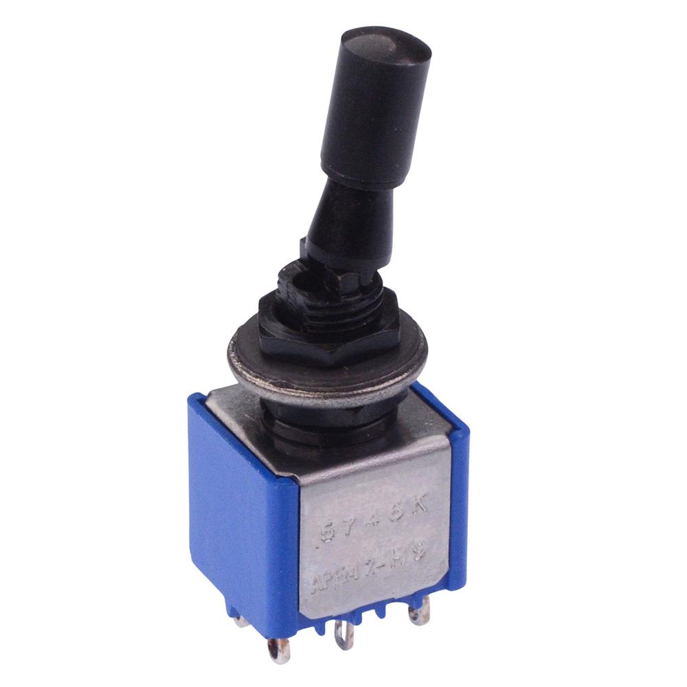 5746AGK2V APEM Black On-On Locking 6.35mm Miniature Toggle Switch DPDT 4A 30VDC