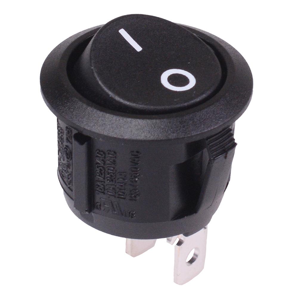 On-Off Black Round 20mm Rocker Switch 16A SPST R13-112A-02