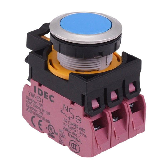 CW4B-A1E03S Blue Metallic Maintained Push Button Switch 3NC IP65 IDEC