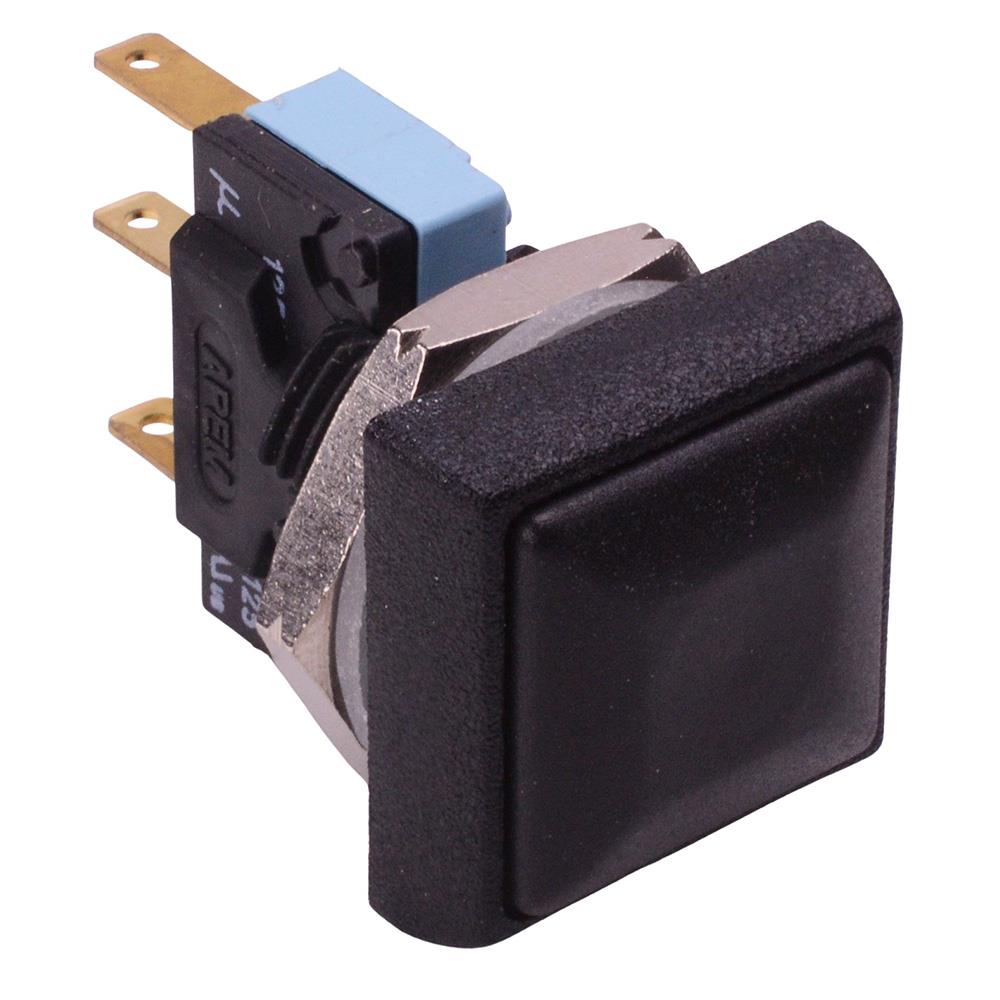 IRC7Z222 APEM Black Square 16mm Momentary Push Button Switch SPDT 5A IP67