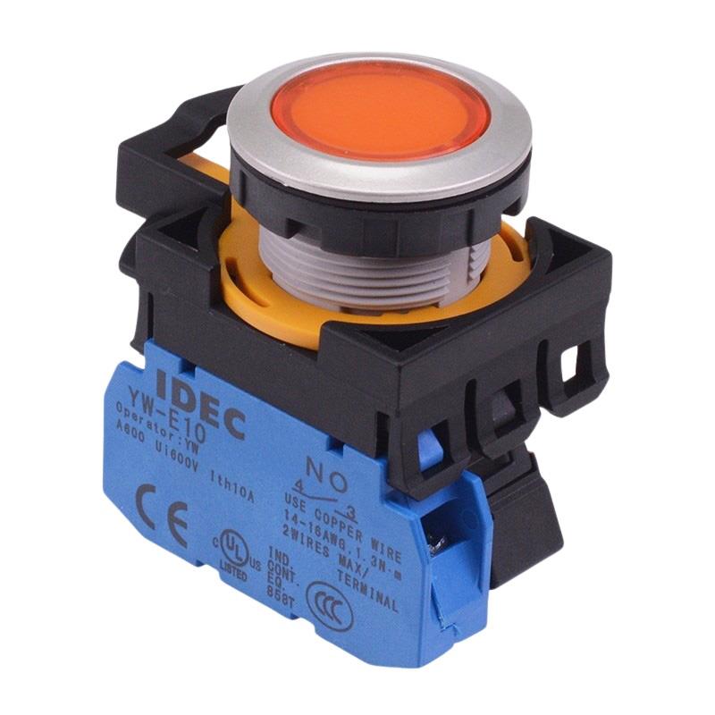 CW4L-A1E10Q4A Amber 24V illuminated Maintained Push Button Switch 1NO IP65 IDEC
