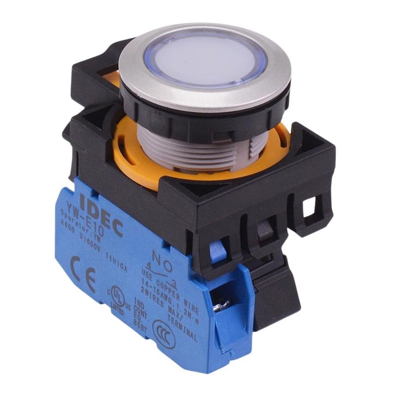 CW4L-A1E10Q4PW White 24V illuminated Maintained Push Button Switch 1NO IP65 IDEC
