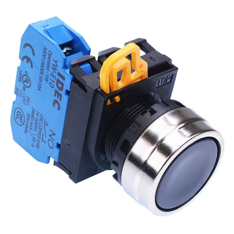 YW4B-M1E10B Black 22mm Metal Bezel Momentary Push Button Switch NO IP65 IDEC