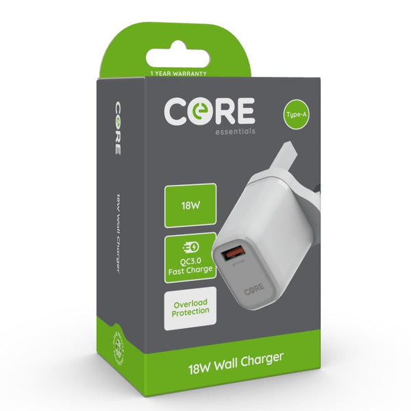 CORE PD 18W QC3 Fast Charge USB Wall Charger, Overload Protection – The ...