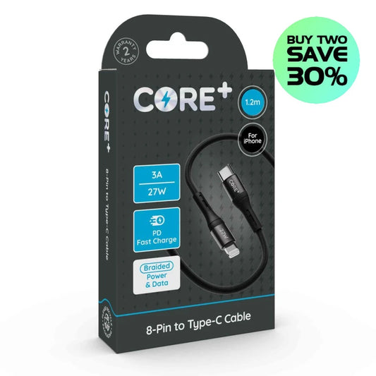 CORE+ Braided PD 3A PD Fast Charge USB Type-C to 8-Pin Cable For Apple Devices 1.2 Metre (Copy)