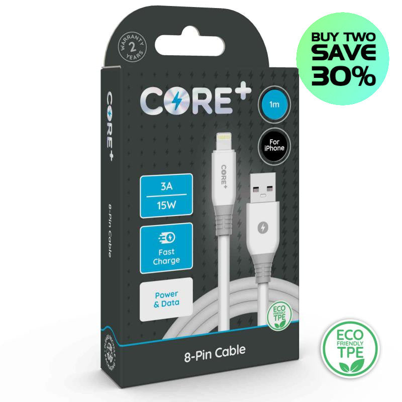 CORE+ PD 3A Fast Charge USB-A to 8-Pin Cable For Apple Devices, 1 Metr ...