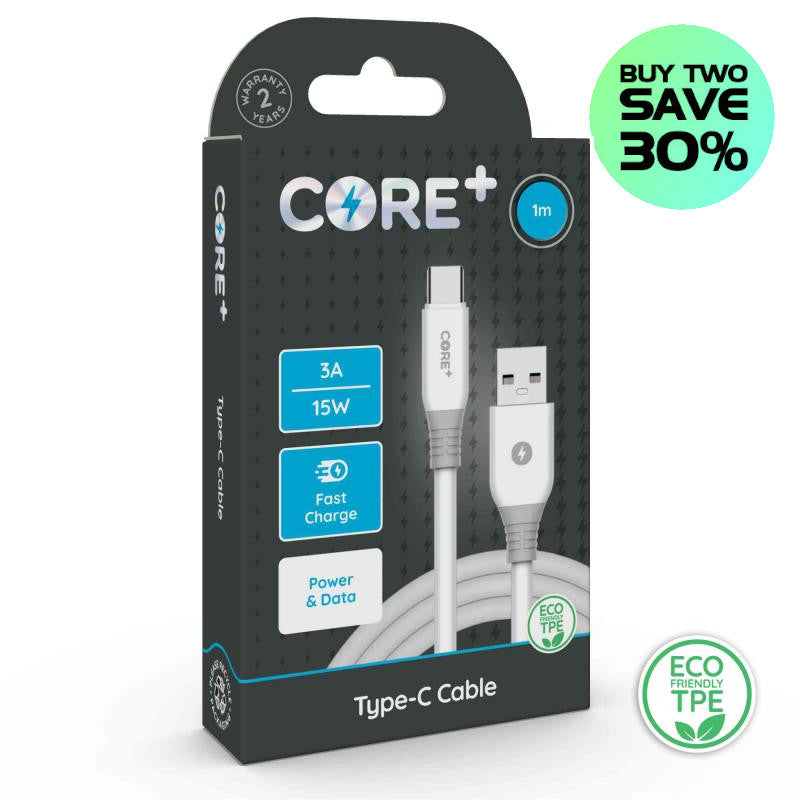 CORE+ PD 3A Fast Charge USB-A to USB Type-C Cable, 1 Metre – The ...