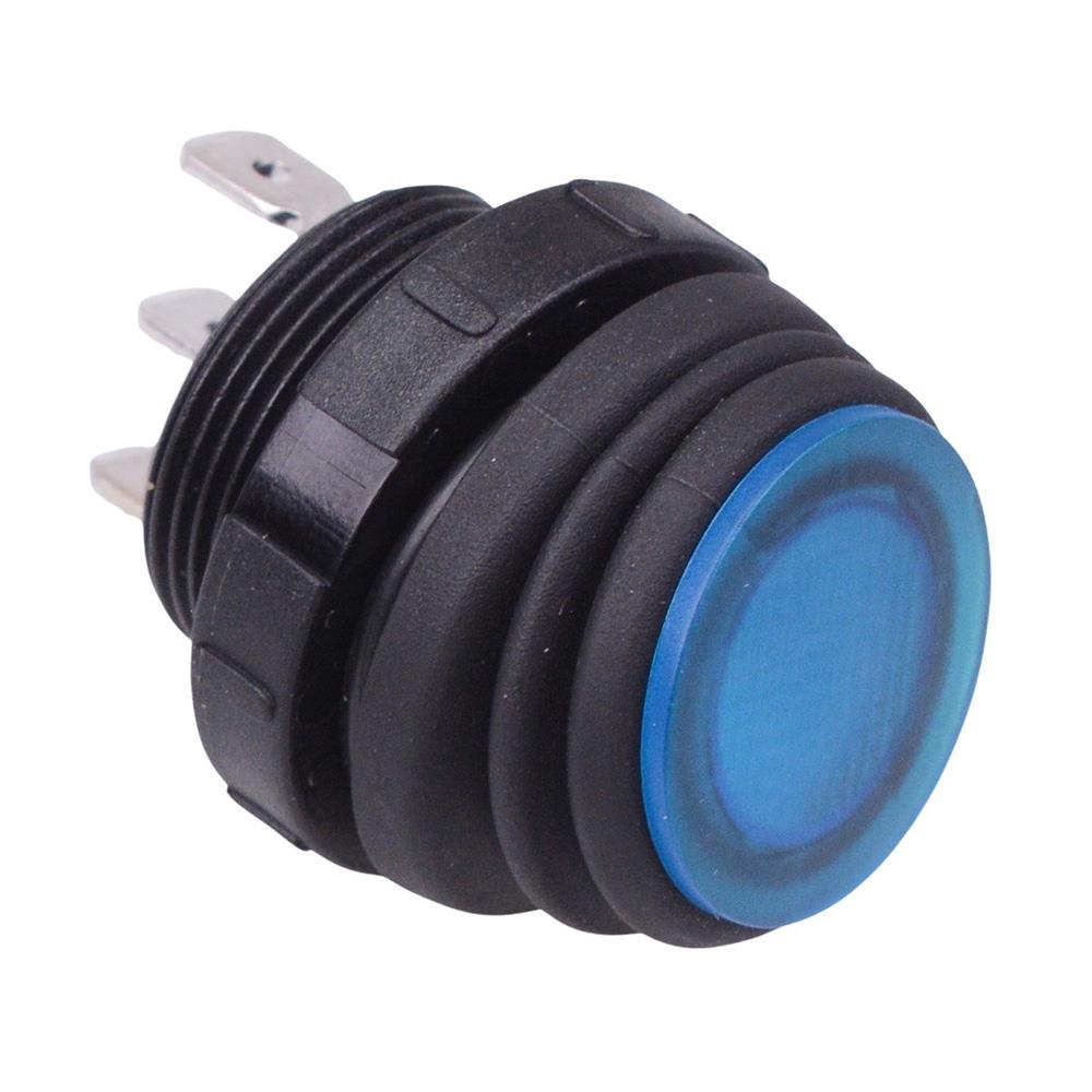 Blue illuminated 230V Waterproof Round 20mm Rocker Switch IP68 SPST 16A