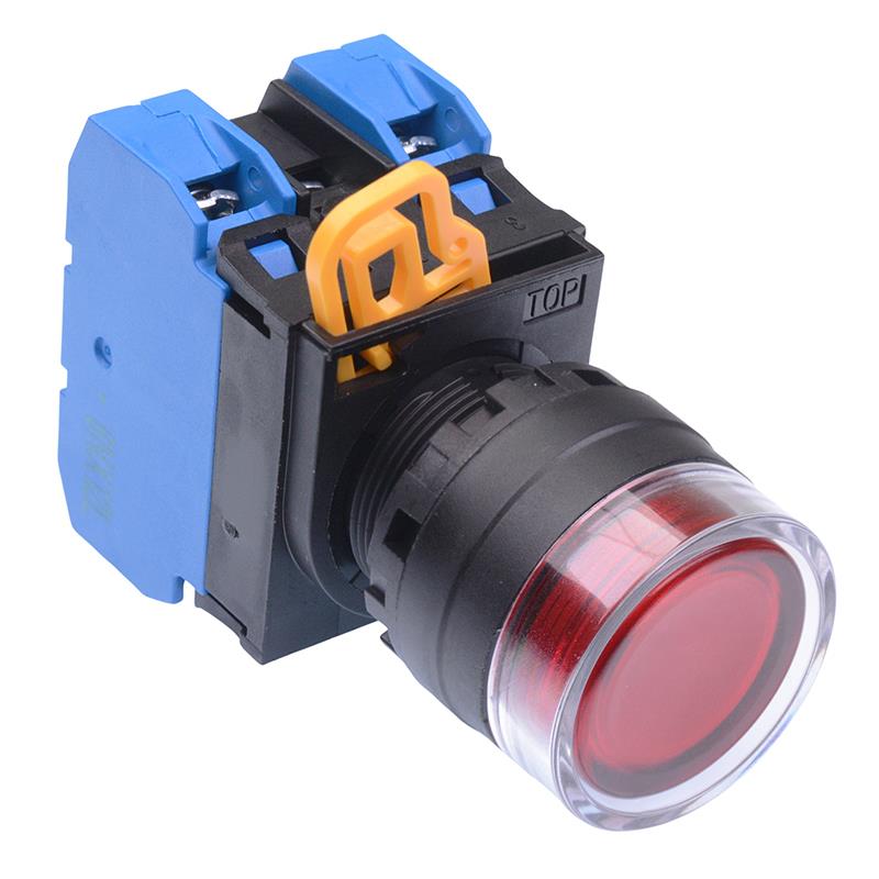 YW1L-AF2E20Q3R Red 12V illuminated 22mm Maintained Shrouded Push Button Switch 2NO IP65 IDEC