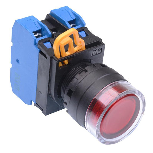 YW1L-AF2E20Q3R Red 12V illuminated 22mm Maintained Shrouded Push Button Switch 2NO IP65 IDEC
