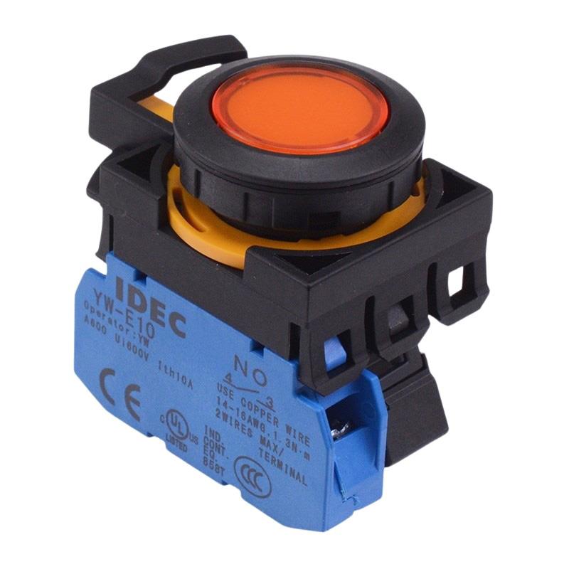 CW1L-A1E10Q4A Amber 24V illuminated Maintained Push Button Switch 1NO IP65 IDEC