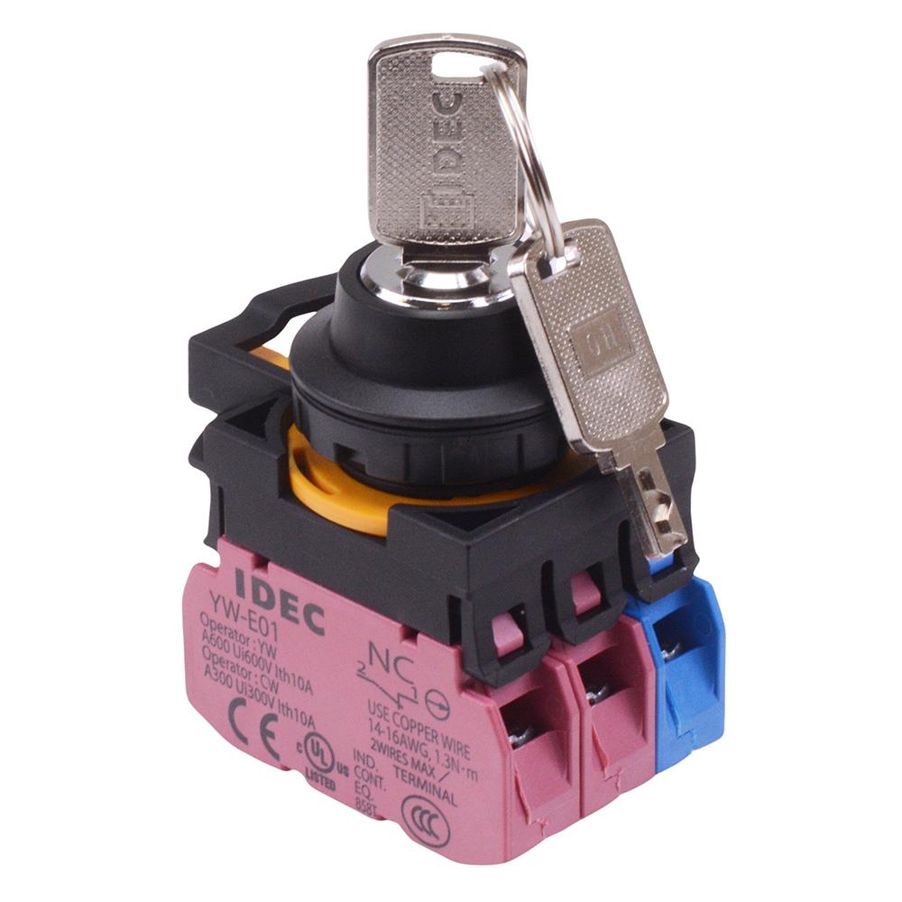 CW1K-2AE12 2 Position Maintained Key Switch 1NO-2NC IP65 IDEC