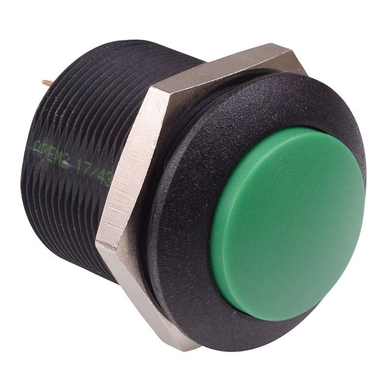 FPAR1B1432X0X  Green Latching Push Button Switch Round Actuator 24.2mm DPST APEM