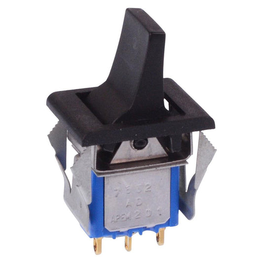 7632AD Black Paddle On-(On) Momentary Snap-In Rocker Switch SPDT 4A 30VDC