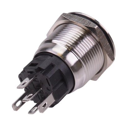 Blue 19mm Latching Anti Vandal Push Button Switch SPDT 12V NO/NC