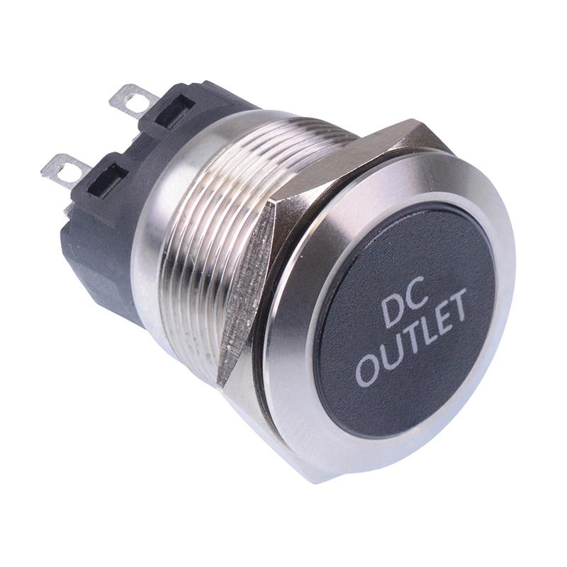 DC Outlet' Red LED Momentary 22mm Vandal Push Button Switch SPDT 12V