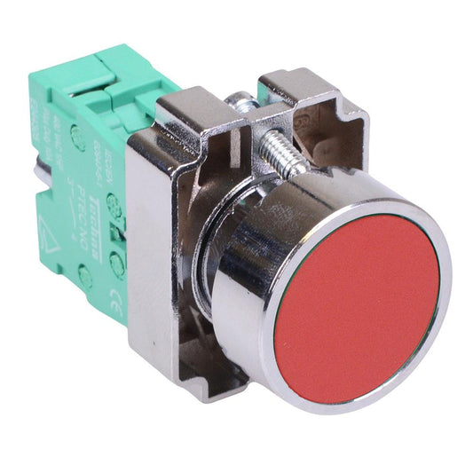 Techna PtecMetPNRed Red Flush Push Button Switch Metal 10A 1NO