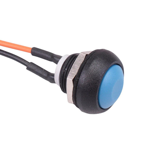 ISR3SAD100 Blue Momentary Prewired 12mm Push Button Switch SPST IP67 APEM