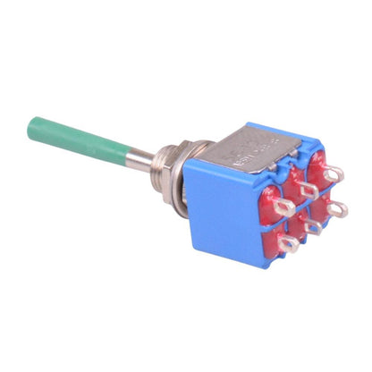 5649AB-21+U643 APEM Green Long Lever On-Off-On Miniature Toggle Switch DPDT