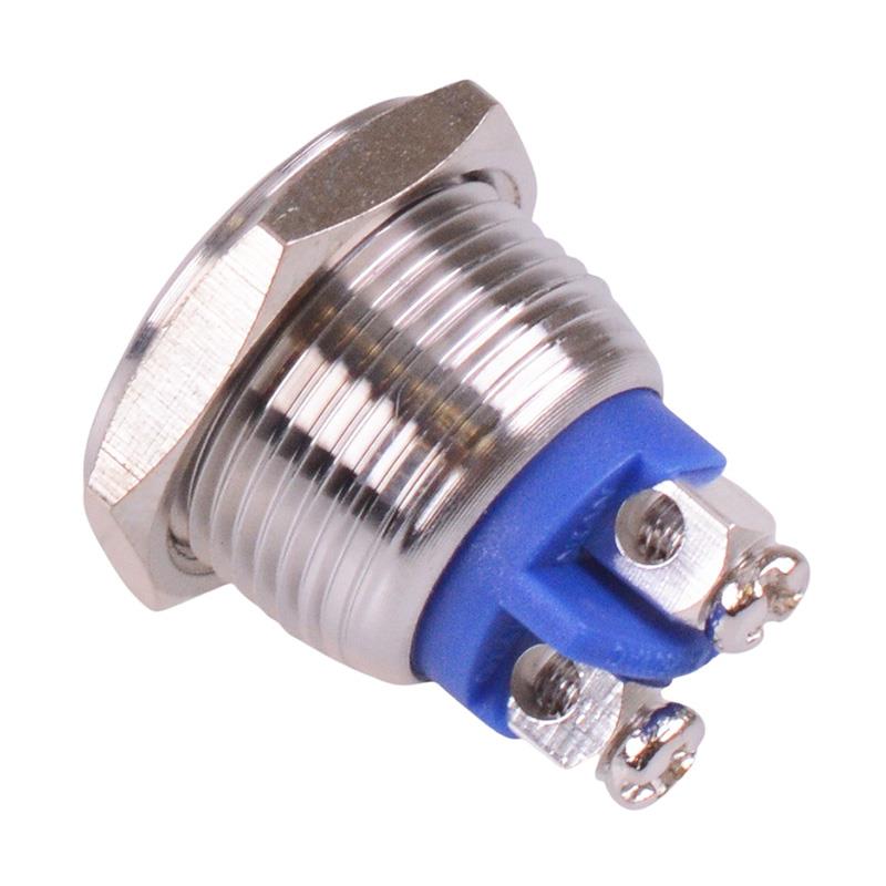 Off-(On) Momentary 16mm Metal Push Button Switch SPST Screw Terminals