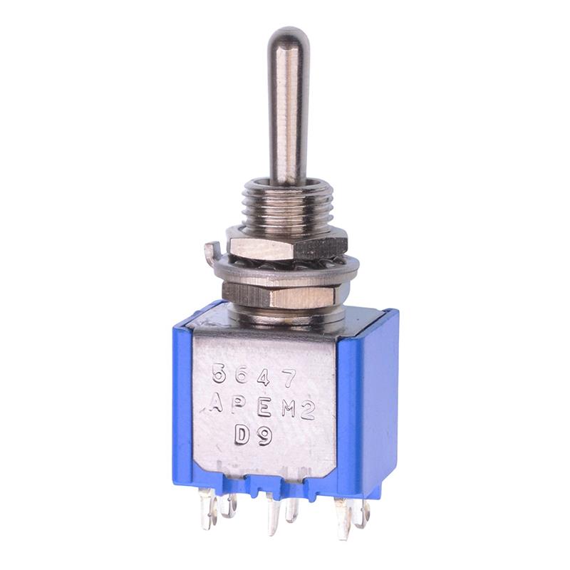 5647A (On)-Off-(On) Momentary 6.35mm Miniature Toggle Switch DPDT 4A 30VDC APEM