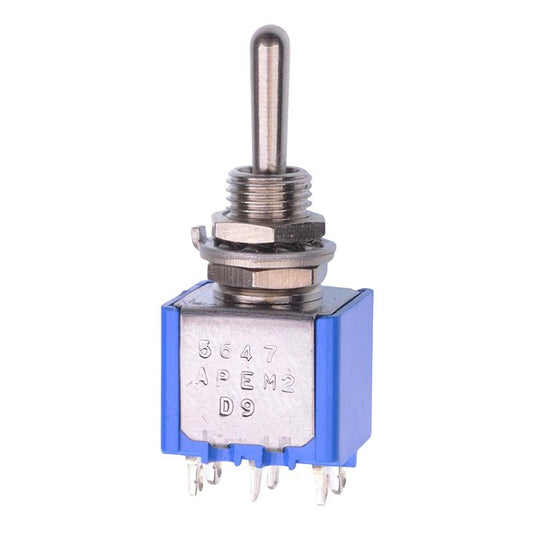 5647A (On)-Off-(On) Momentary 6.35mm Miniature Toggle Switch DPDT 4A 30VDC APEM
