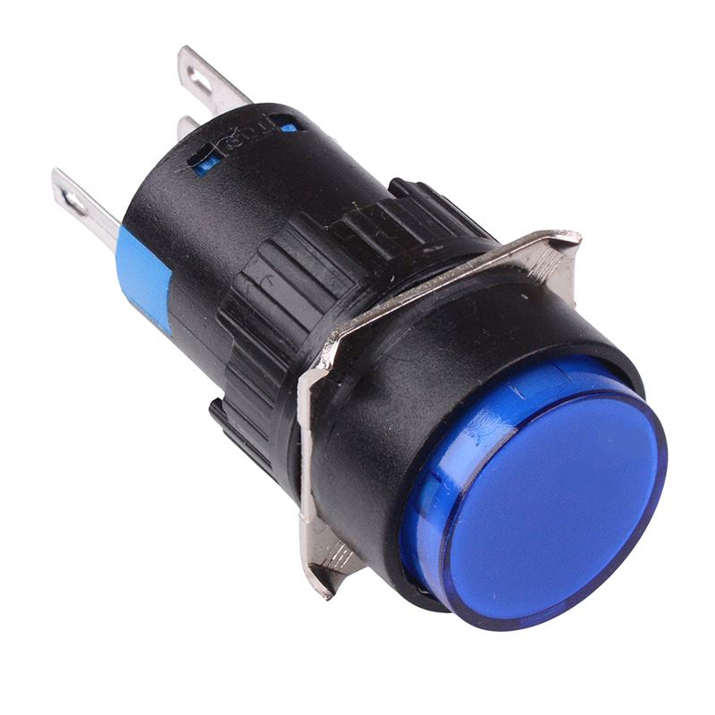 Blue Round Latching 16mm Push Button Switch NO/NC 12V