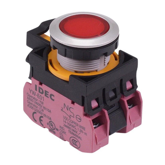 CW4L-M1E02Q3R Red 12V illuminated Metallic Momentary Push Button Switch 2NC IP65 IDEC